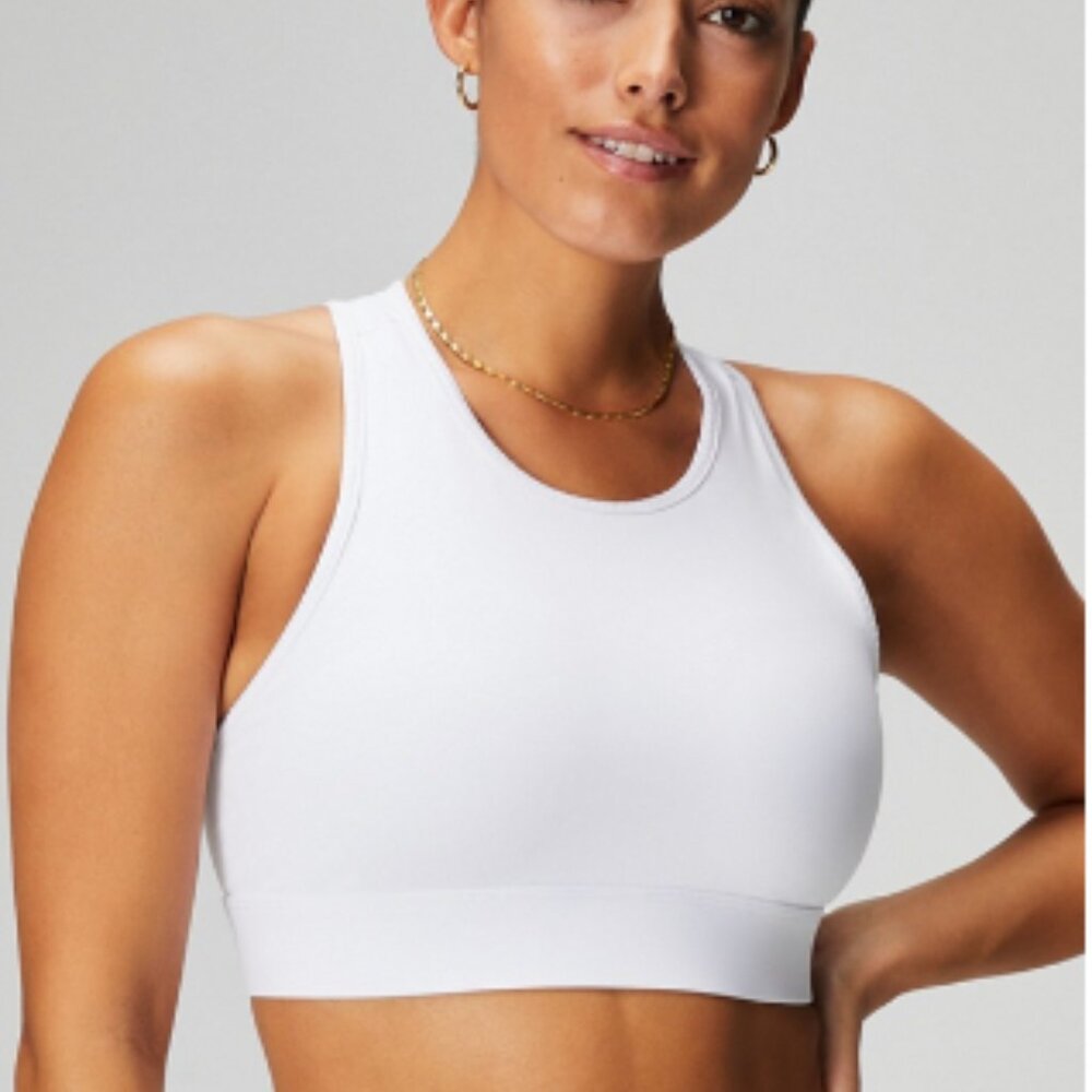 Fabletics Trinity High Impact Bra, White, S/M